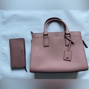 Kate Spade Satchel in Dusty Mauve with matching wallet